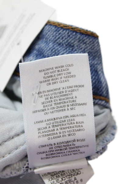 Re/Done Womens Light Blue Cropped Ankle High Rise Jeans Size 28