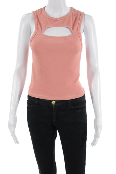 IRO Women Cropped Sleeveless Tank Pink Cotton Button Solid Size S