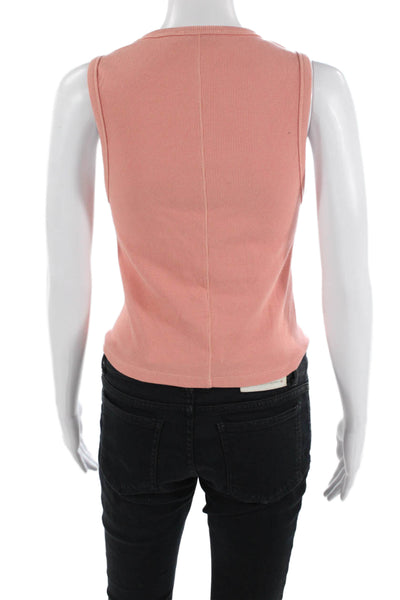 IRO Women Cropped Sleeveless Tank Pink Cotton Button Solid Size S