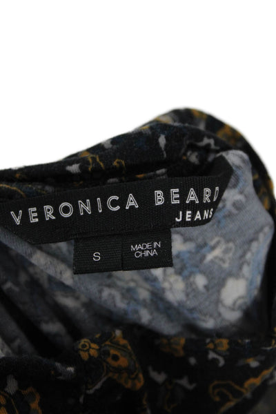 Veronica Beard Women Black Floral Collared Long Sleeve Blouse Size S