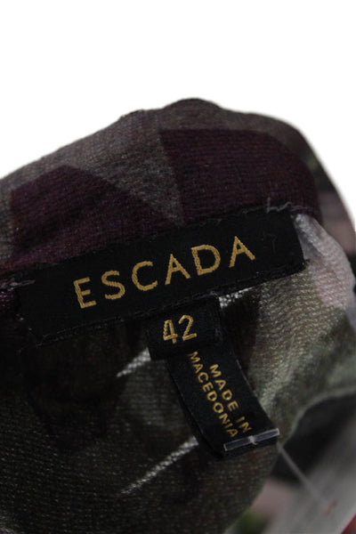 Escada Women Multi-Color Graphic Tie-Front Long Sleeve Blouse Size S