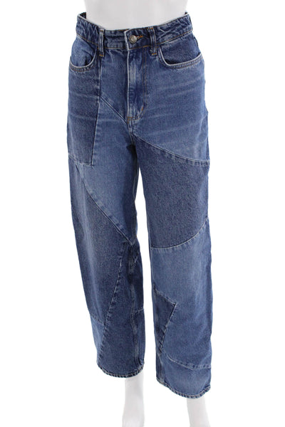 Zara Unisex Cropped Wide-Leg Dark Blue Jeans Size 0