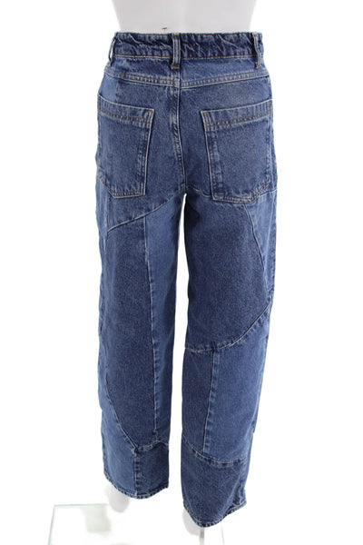 Zara Unisex Cropped Wide-Leg Dark Blue Jeans Size 0