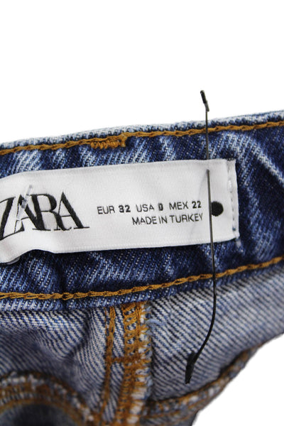 Zara Unisex Cropped Wide-Leg Dark Blue Jeans Size 0