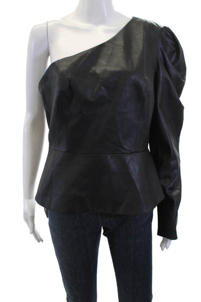 BCBG Max Azria Women Black Long Sleeve Solid Blouse Hook & Eye 80s Size L