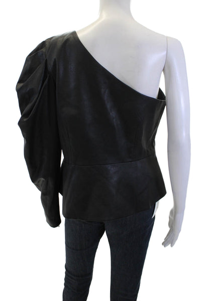 BCBG Max Azria Women Black Long Sleeve Solid Blouse Hook & Eye 80s Size L