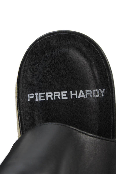 Pierre Hardy Womens Leather Lace Up Espadrille Wedge Sandals Black Size 39 9
