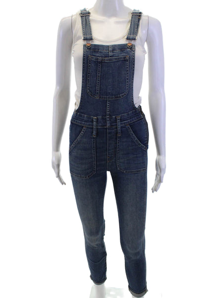 Madewell Womens Cotton Sleeveless Button Zip Jumpsuit Blue Size 2XS