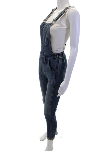 Madewell Womens Cotton Sleeveless Button Zip Jumpsuit Blue Size 2XS
