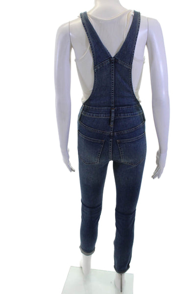 Madewell Womens Cotton Sleeveless Button Zip Jumpsuit Blue Size 2XS