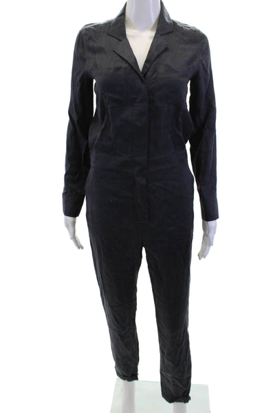 BB Dakota Womens Long Sleeve Button Jumpsuit Gray Size XS