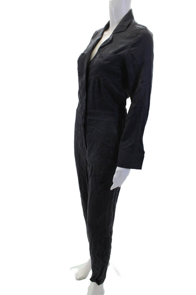 BB Dakota Womens Long Sleeve Button Jumpsuit Gray Size XS