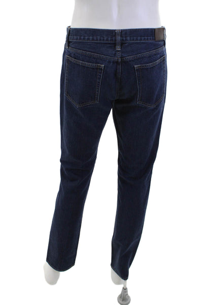J Crew Mens Straight Tapered Dark Blue Cotton Jeans Button Fly Size 33