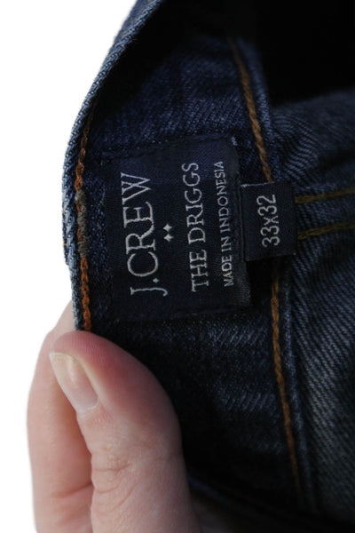 J Crew Mens Straight Tapered Dark Blue Cotton Jeans Button Fly Size 33