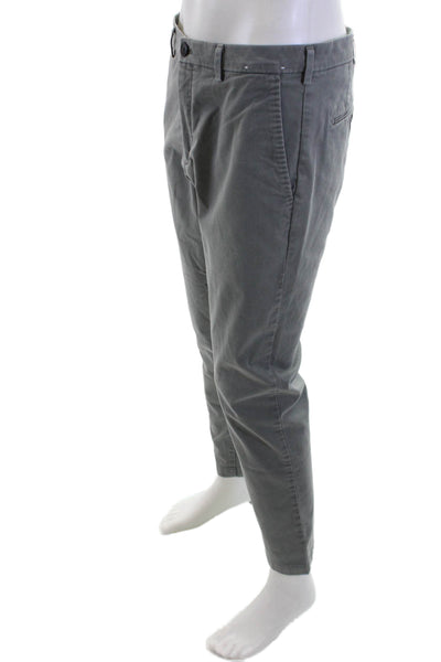 Uniqlo Men Cropped Chino Pants Gray Cotton-Spandex Button Size 33