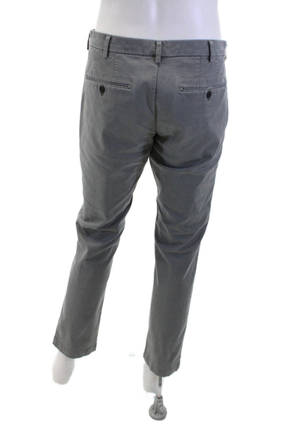Uniqlo Men Cropped Chino Pants Gray Cotton-Spandex Button Size 33