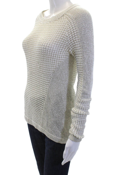 Marchesa Voyage Womens Beige Cotton Crewneck Pullover Long Sleeve Size XS