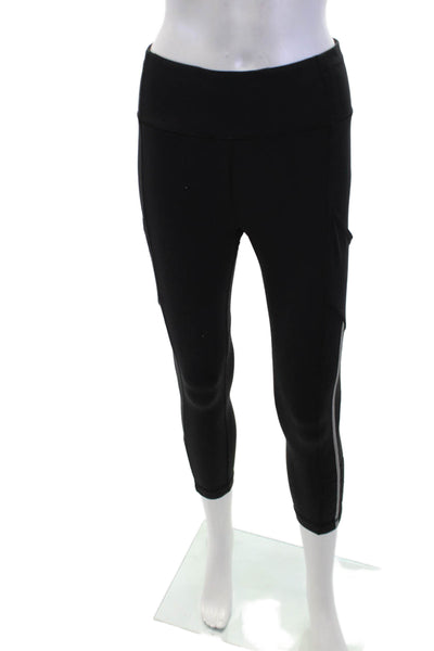 Lululemon Women Capri Cropped Leggings Black Nylon Blend Zip Size 6