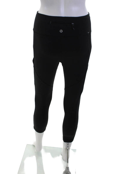 Lululemon Women Capri Cropped Leggings Black Nylon Blend Zip Size 6