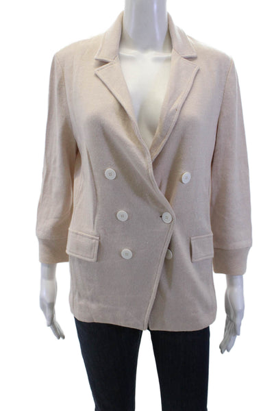 Amina Rubinacci Womens Beige Linen Blazer 3/4 Sleeve Size 46
