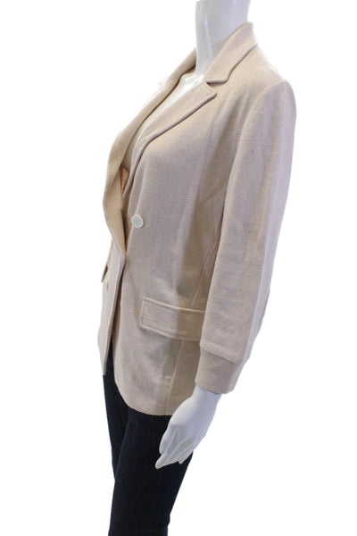 Amina Rubinacci Womens Beige Linen Blazer 3/4 Sleeve Size 46