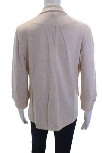 Amina Rubinacci Womens Beige Linen Blazer 3/4 Sleeve Size 46