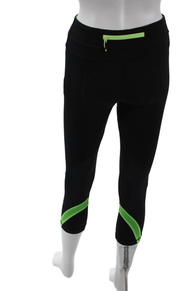 Lululemon Women Capri Leggings Black Nylon Blend Zip Sports Size 4
