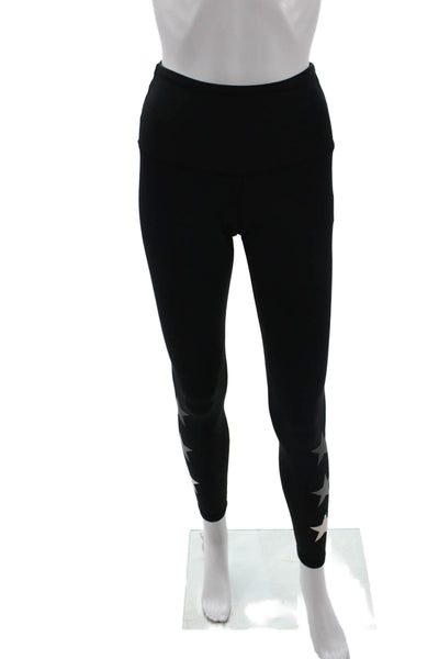 Strut This Womens Star Print Activewear Leggings Black Size OS