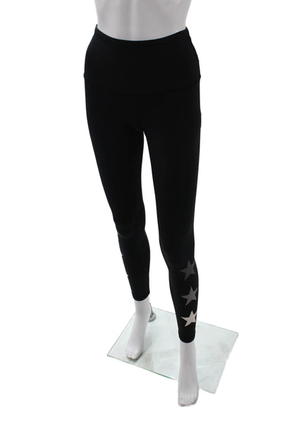 Strut This Womens Star Print Activewear Leggings Black Size OS