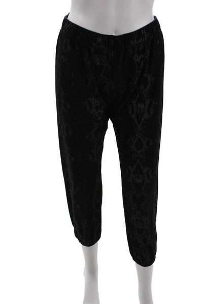 Monrow Womens Animal Print Tapered Sweatpants Black Size XS