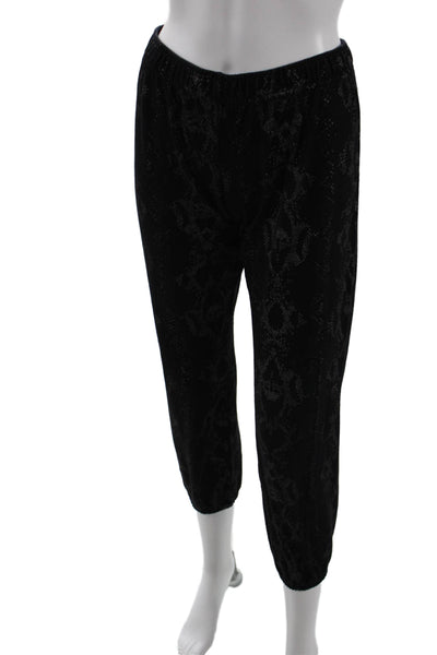 Monrow Womens Animal Print Tapered Sweatpants Black Size XS