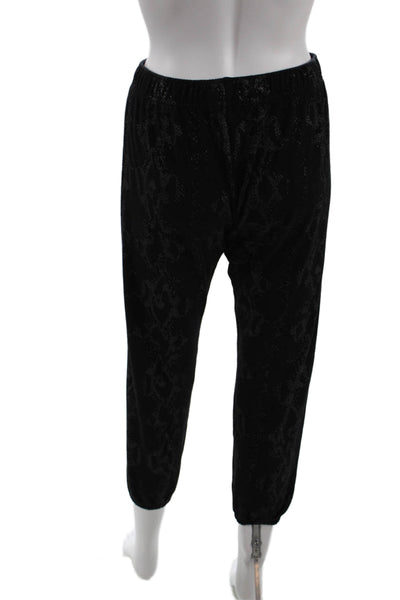 Monrow Womens Animal Print Tapered Sweatpants Black Size XS