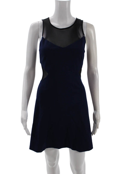 Intermix Women A-Line Mini Dress Black Round Neck Sleeveless Zip Size S