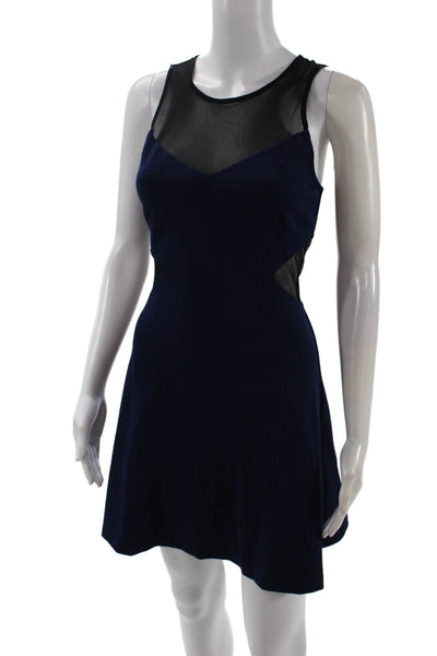 Intermix Women A-Line Mini Dress Black Round Neck Sleeveless Zip Size S