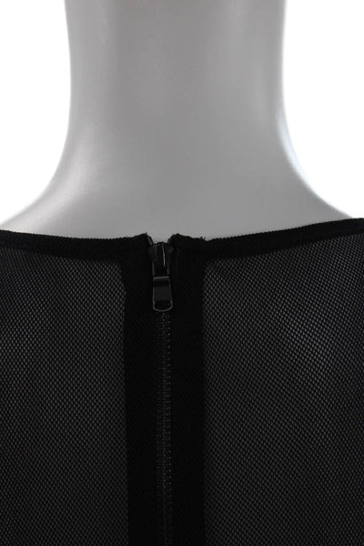 Intermix Women A-Line Mini Dress Black Round Neck Sleeveless Zip Size S