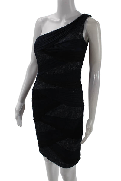 Tadashi Shoji Womens Black Silk Bodycon Sheath Dress Knee-Length Zip Size 2