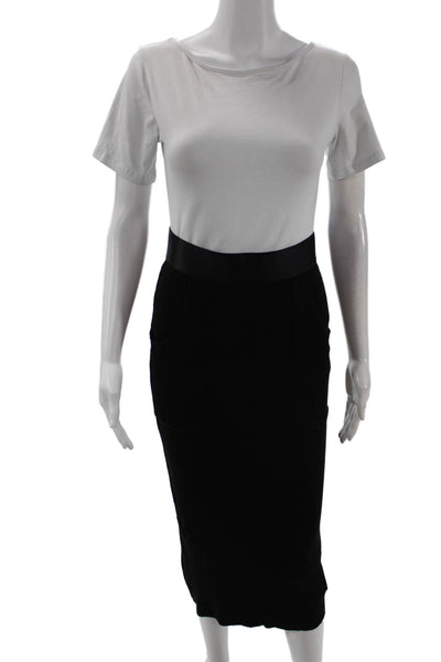 The Range Women Black Straight Pencil Midi Skirt Viscose Blend Size M
