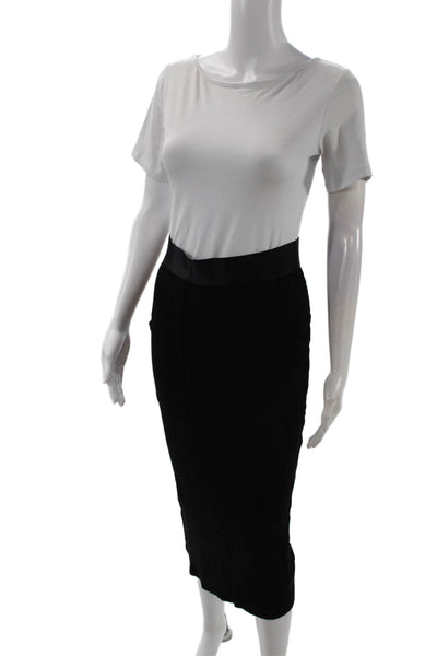 The Range Women Black Straight Pencil Midi Skirt Viscose Blend Size M