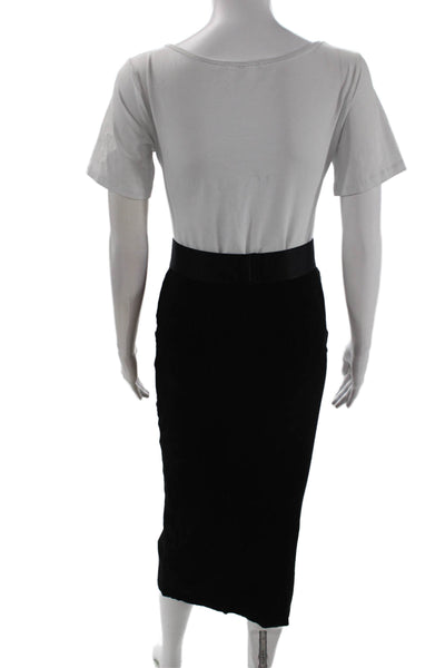 The Range Women Black Straight Pencil Midi Skirt Viscose Blend Size M