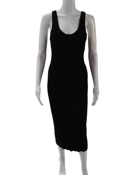 Enza Costa Women Bodycon Tank Dress Black Viscose Full-Length Size M