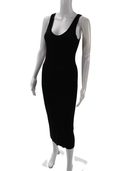 Enza Costa Women Bodycon Tank Dress Black Viscose Full-Length Size M