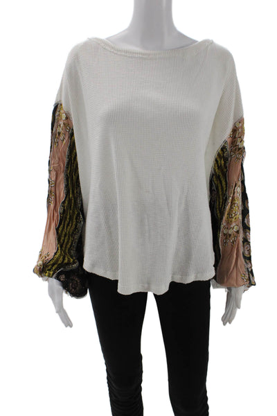 We The Free Womens Bohemian Floral Paisley Tunic White Long Sleeve Size L