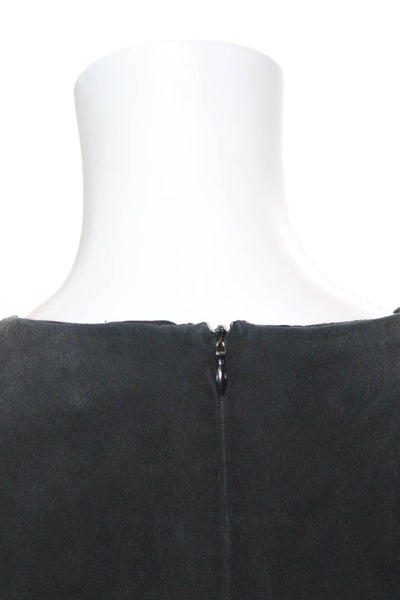 Tibi, Womens Shift Dress Black Silk Sleeveless Zip Above Knee Size 6