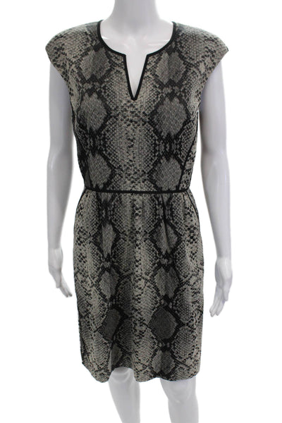 Rebecca Taylor Women Beige Animal Print Sheath Dress Python Jacquard Size 6