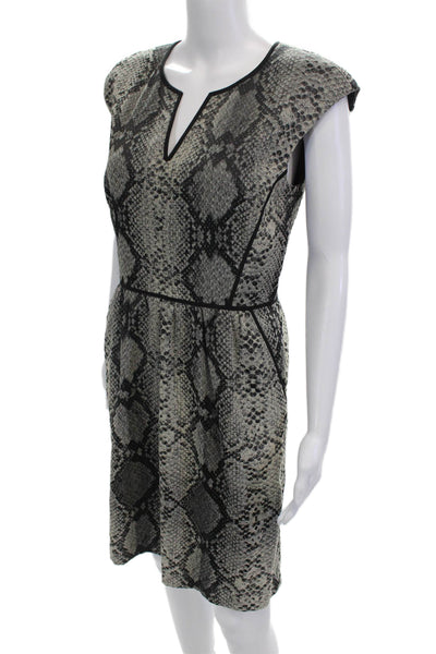 Rebecca Taylor Women Beige Animal Print Sheath Dress Python Jacquard Size 6