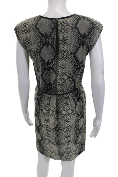 Rebecca Taylor Women Beige Animal Print Sheath Dress Python Jacquard Size 6