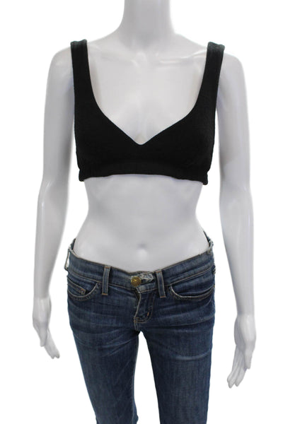 Donni Womens Crop Top Black V-Neck Sleeveless Size S