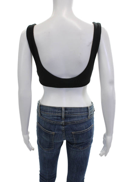 Donni Womens Crop Top Black V-Neck Sleeveless Size S