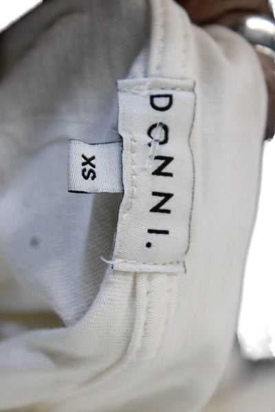 Donni Women Basic Long Sleeve Button-Up Cotton Crew Neck White Top Size XS