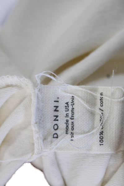 Donni Women Basic Long Sleeve Button-Up Cotton Crew Neck White Top Size XS